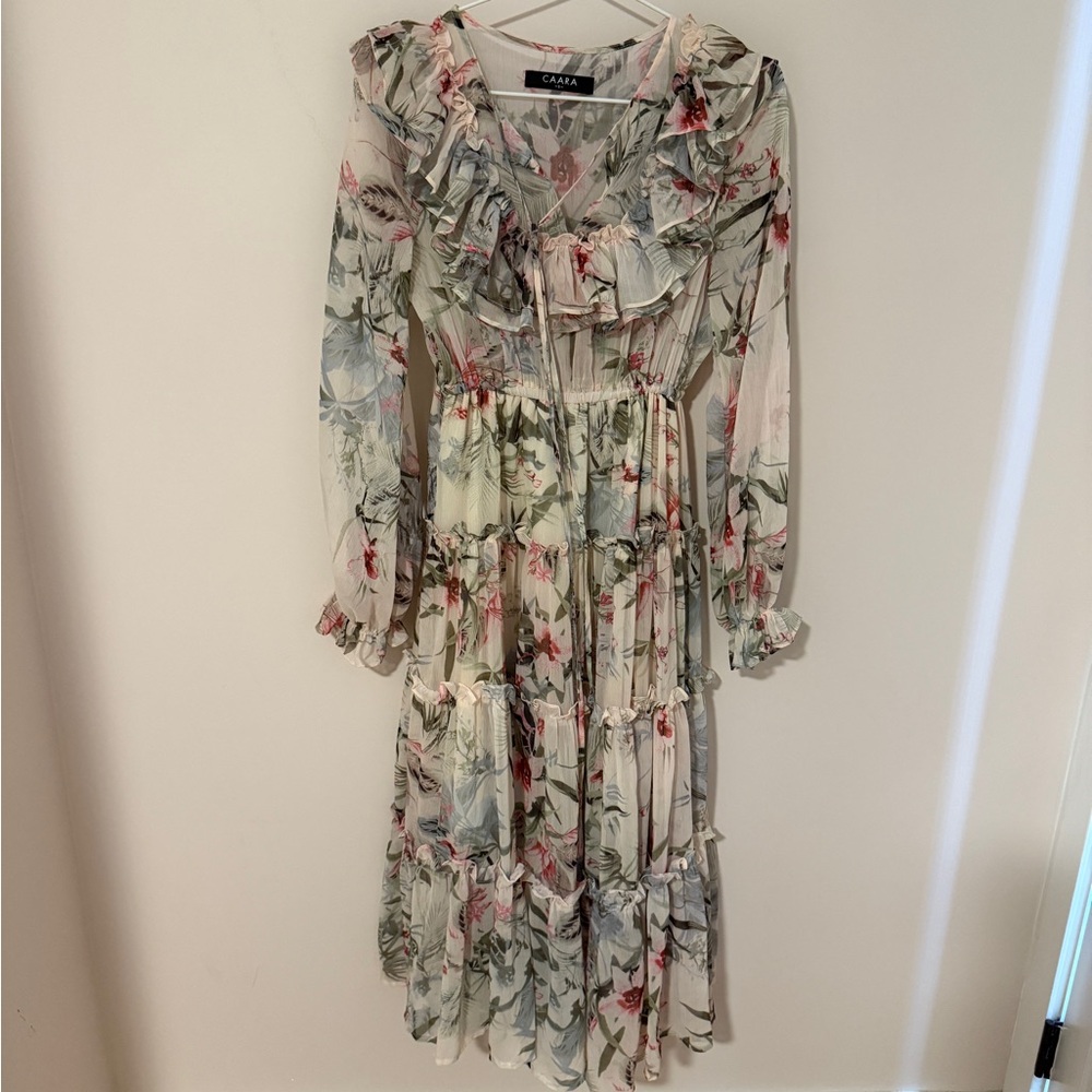 Cream Long Sleeve Sundress with Bishop Sleeves